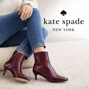 🍷 Kate Spade New York Croc Embossed Ankle Booties – Size 7.5M 🍷